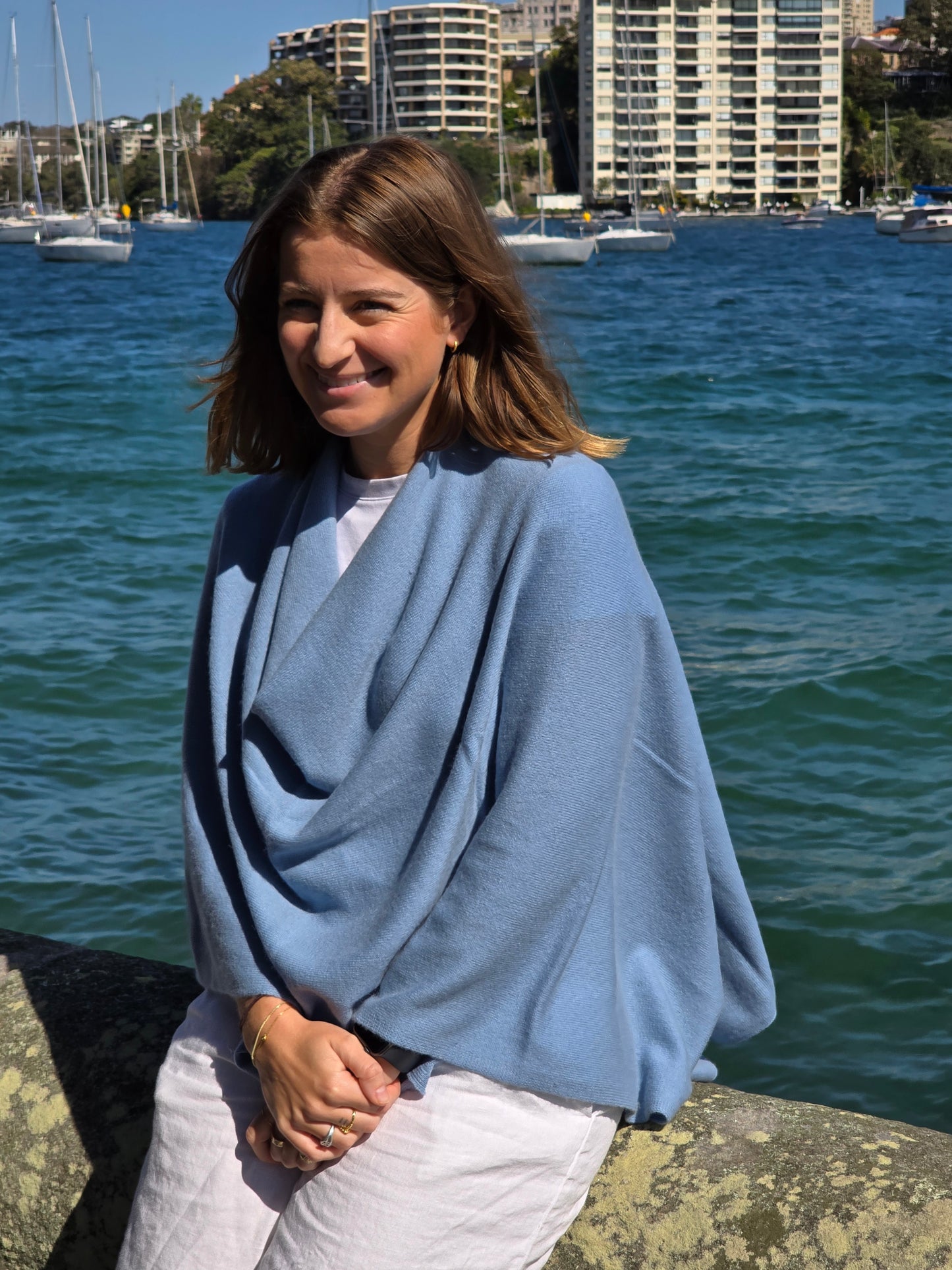 Cashmere Ponchos - Pale Blue