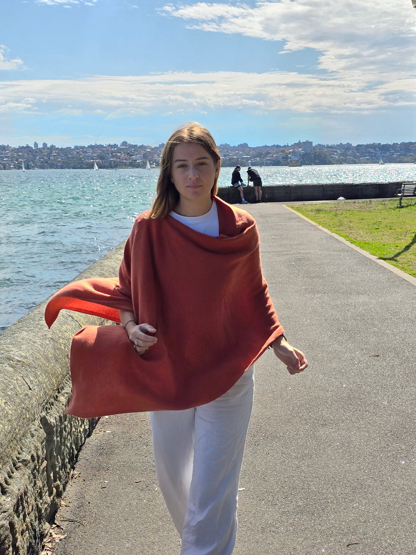 Cashmere Ponchos - Burnt Orange