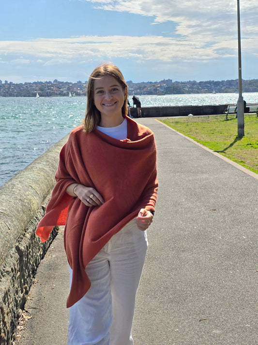 Cashmere Ponchos - Burnt Orange