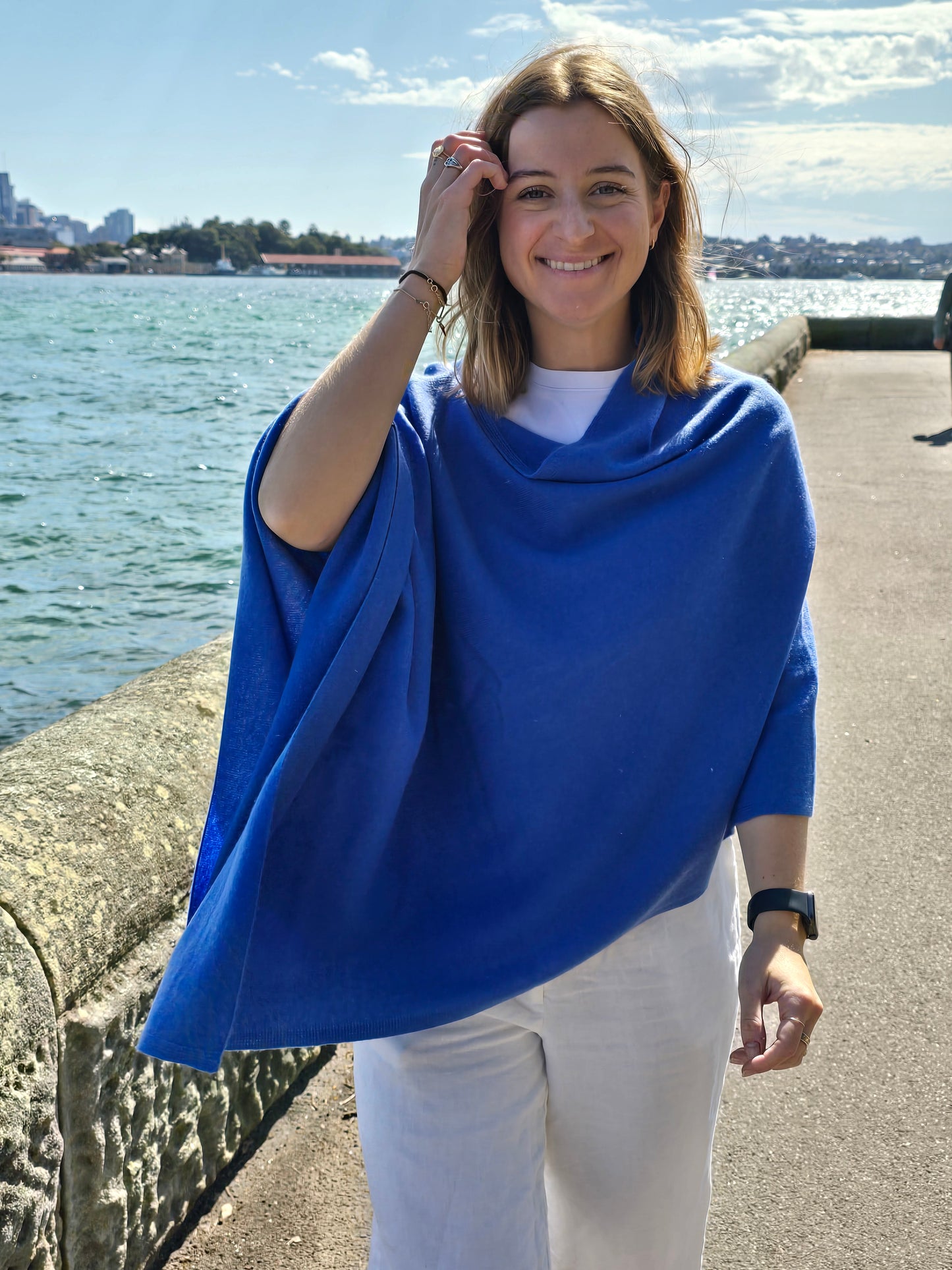 Cashmere Ponchos - Cornflower Blue