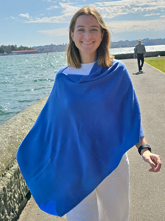 Cashmere Ponchos - Cornflower Blue